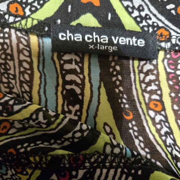 cha cha vente Tops - Cha Cha Vente Multicolor Patterned Blouse/Cover-up Sz XL